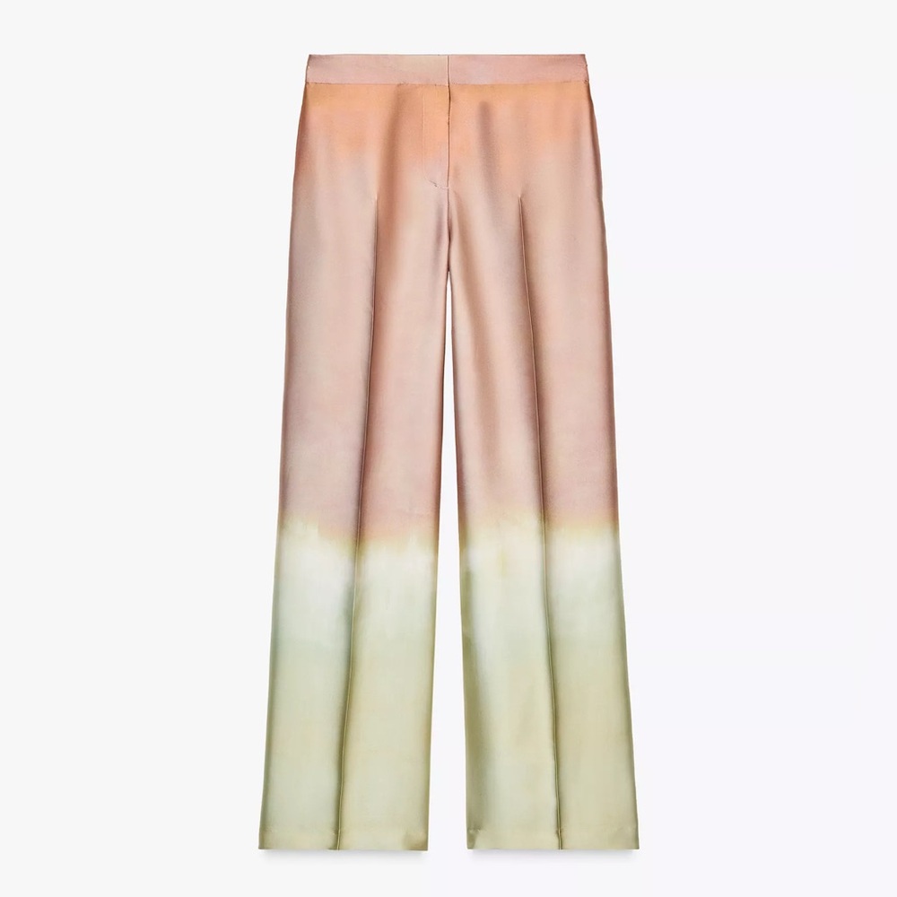 Zara Two-Tone Pink and Cream Wide-Leg Pants - Picture 2 of 8